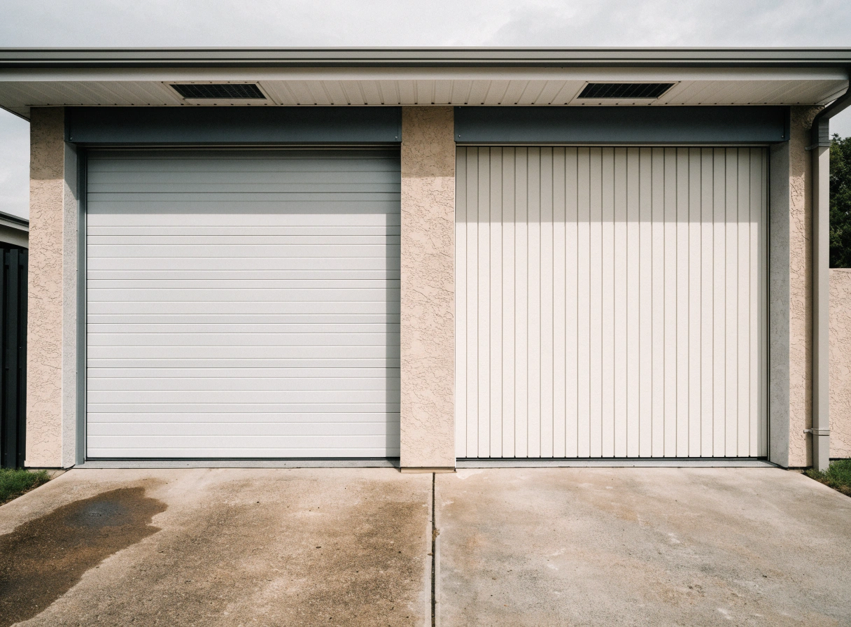 Two adjacent residential garage doors on a Warnervale estate street